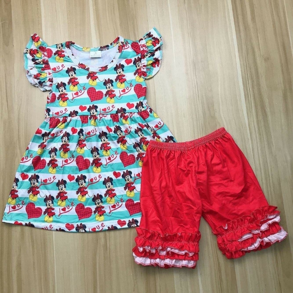 Minnie mouse cute love heart pants set